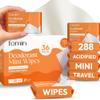 FOMIN Acidified Travel Deodorant Mini Wipes For Women & Men- Citrus Harmony - 288 Count - pH Balanced, Biodegradeable Mini Deodorant Travel Size Wipes - Plastic-Free, Underarm Body Wipes view 1