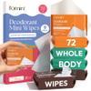 FOMIN Acidified Travel Deodorant Mini Wipes For Women & Men- Variety Pack - 72 Count - pH Balanced, Biodegradeable Mini Deodorant Travel Size Wipes - Plastic-Free, Underarm Body Wipes view 1