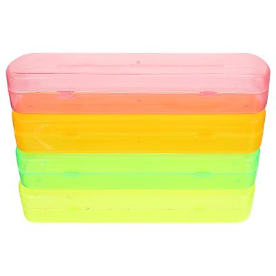 DECOMELODY Portable Toothbrush Case and Toothpaste Organizer 4pcs Candy Color Plastic Travel Toothbrush Holder Set for Business and Outdoor Use