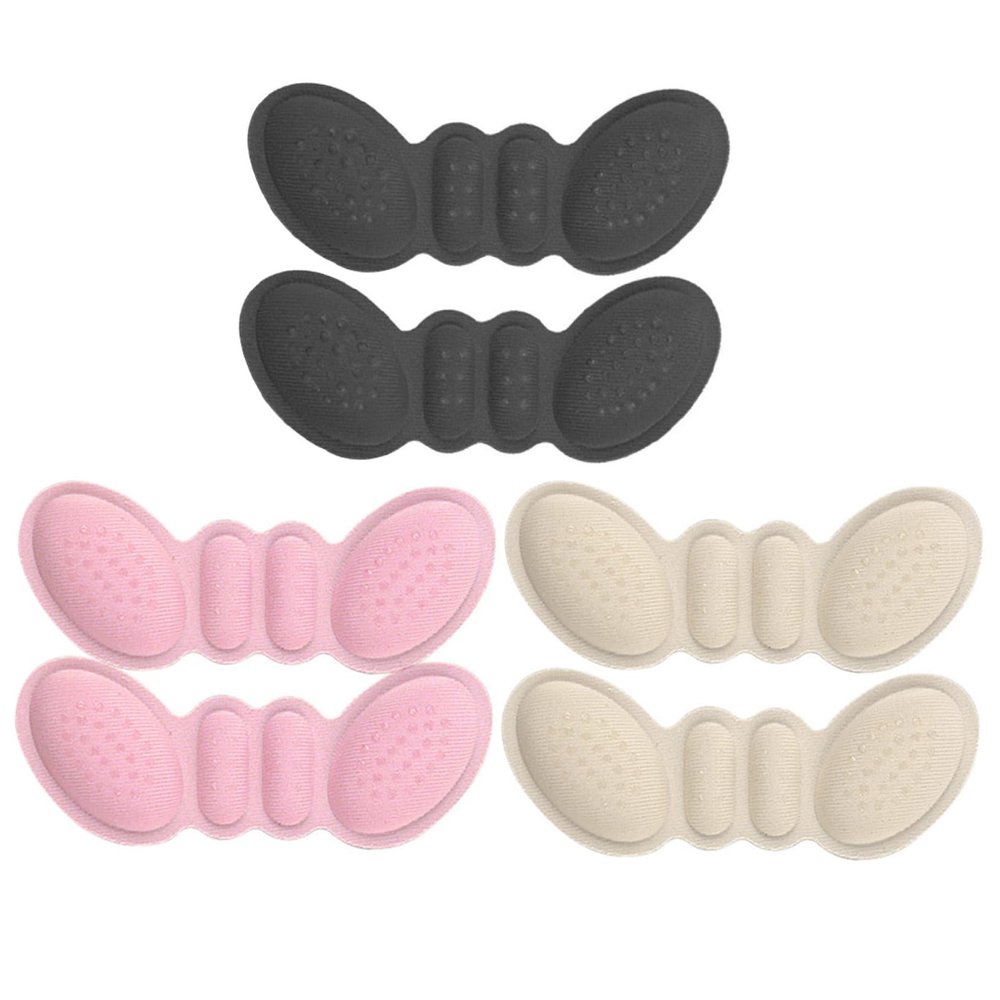 POPETPOP High Heel Pads and Shoe Heel Grips 3 Pairs Self Adhesive Non-Slip for Foot Protection in Pink Black Apricot Colors
