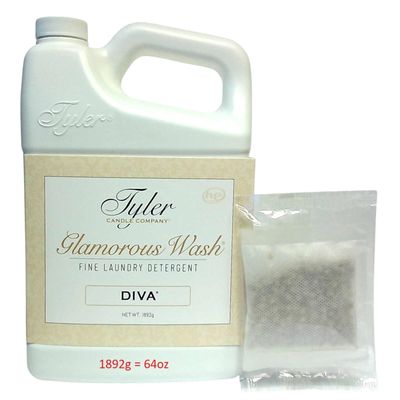 Tyler Candle Glam Wash Laundry Detergent, Diva, Liquid, 64 Fl Oz HE Safe w/Dryer Sachet Pouch