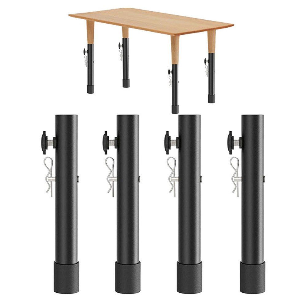 Yosoo Health Gear Adjustable Folding Table Risers Extenders - 4Pcs Stainless Steel Leg Extensions for Enhanced Height (Type A 17.3in(44cm))