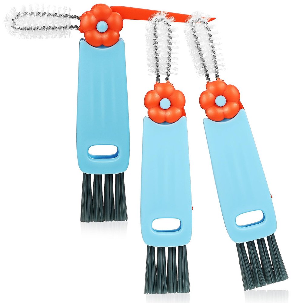 HOMOBABE Multi-Function Straw Cleaner Brush and Cup Lid Brush Portable 3pcs Set for Water Bottle and Bottle Cleaning for Kitchen and Travel Use