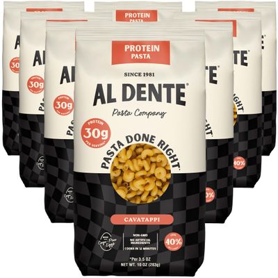 Al Dente Protein Pasta Cavatappi 30g High Protein in 3.5oz Serving, Lower Carb. Cage-Free Eggs & Semolina. (Previously Carba-Nada, Packaging May Vary) 10oz Bags (Pack of 8)