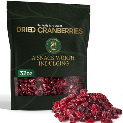 Cravers Delight Dried Cranberries 32 oz Whole Dry Cranberry Dried Fruit for Snacking or Baking Lightly Sweetened in Giftable Resealable Pouch Non-GMO Gluten Free Vegan Snack for Adults (2 Lb)