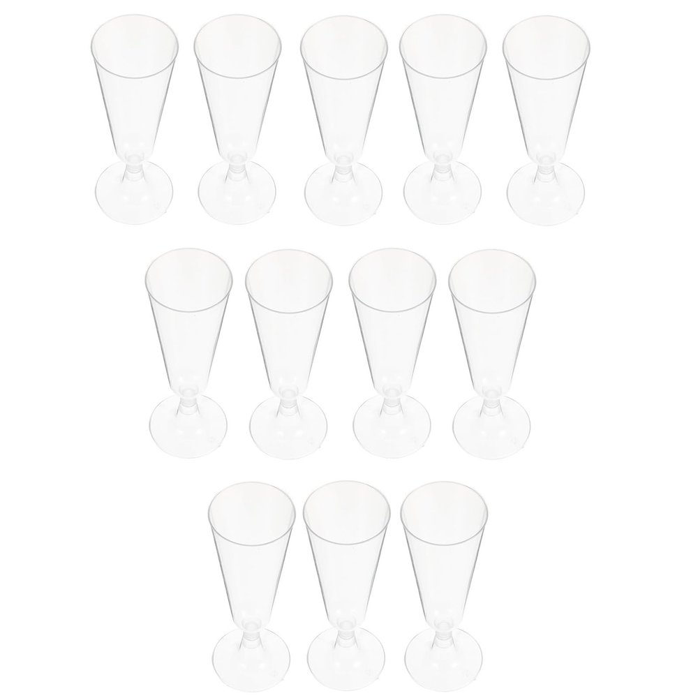 TEHAUX Disposable Wine Cups 12Pcs 6.5Oz Plastic Sparkling Wine Flutes Party Toasting Goblets for Weddings and Bars