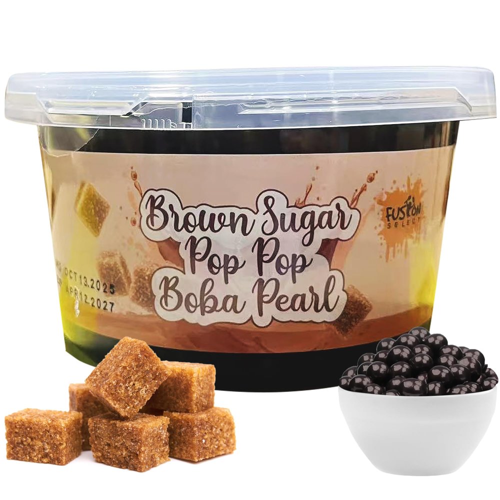 Fusion Select Boba Bursting Bobaz Popping Bobaz Pearls Fruit Tea Snack Toppings (490 Grams, Brown Sugar)