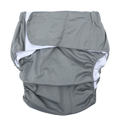 HIAKDOFT Adjustable Gray Absorbent Cloth Reusable Adult Diaper, Washable Elderly Incontinence Briefs, Waterproof Protection for Men and Women, One Size Fits Waist 15-38 Inches