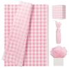 UNIQOOO 120 Sheets Dusty Pink Gingham Tissue Paper, Buffalo Plaid Gift Wrapping Tissue DIY Art Craft Tissue Paper for Wedding Birthday Baby Shower Bouquet Supplies, 20 x 14 Inch view 1
