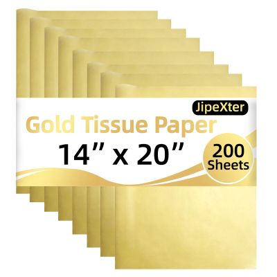 200 Sheets Gold Tissue Paper 14 x 20 Inches, Tissue Paper for Gift Bags, Gift Tissue Paper Bulk for Art, DIY Crafts, Packaging, Storage, Weddings, Birthday, Valentine's Day, Baby Shower (Gold, 200P)