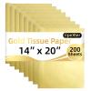 200 Sheets Gold Tissue Paper 14 x 20 Inches, Tissue Paper for Gift Bags, Gift Tissue Paper Bulk for Art, DIY Crafts, Packaging, Storage, Weddings, Birthday, Valentine's Day, Baby Shower (Gold, 200P) view 1