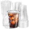 Fit Meal Prep 200 Pack 16 oz Plastic Iced Coffee Cups with Flat Lids and Clear Straws, Disposable Clear Cup, BPA Free Cup for Party, Smoothie, Cold Drinks, Juice, Milkshake, Bubble Boba, Tea view 1