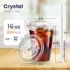 Fit Meal Prep 200 Pack 16 oz Plastic Iced Coffee Cups with Flat Lids and Clear Straws, Disposable Clear Cup, BPA Free Cup for Party, Smoothie, Cold Drinks, Juice, Milkshake, Bubble Boba, Tea view 2
