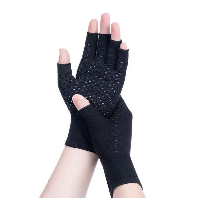 Arthritis Compression Gloves,Compression Gloves,Fingerless Glove Carpal Tunnel Wrist Brace Knit Glove Unisex (L,Black2)