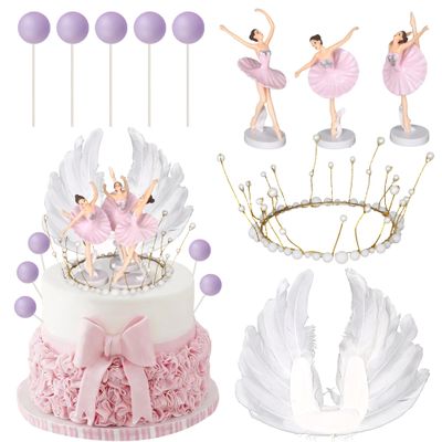 10 Pack Ballet Girl Happy Birthday Cake Topper Ballerina Figurin Cake Decorations Dancing Ballerina Girl Figurine Cake Picks for Ballet Wedding Anniversary Birthday Boho Themed Party Supplies
