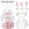 10 Pack Ballet Girl Happy Birthday Cake Topper Ballerina Figurin Cake Decorations Dancing Ballerina Girl Figurine Cake Picks for Ballet Wedding Anniversary Birthday Boho Themed Party Supplies view 1
