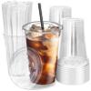 Fit Meal Prep 200 Pack 20 oz Plastic Iced Coffee Cups with Flat Lids and Black Straws, Disposable Clear Cup, BPA Free Cup for Party, Smoothie, Cold Drinks, Juice, Milkshake, Bubble Boba, Tea view 1