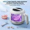 Dental Cleaning Pod, 45kHz Ultrasonic Retainer Cleaner Machine for Dentures, Mouth Guards, Braces, Aligners, Night Guard, Digital Timer, 5 Modes, 200ML Capacity, White view 3