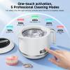 Dental Cleaning Pod, 45kHz Ultrasonic Retainer Cleaner Machine for Dentures, Mouth Guards, Braces, Aligners, Night Guard, Digital Timer, 5 Modes, 200ML Capacity, White view 4