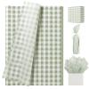 UNIQOOO 120 Sheets Gingham Tissue Paper, Sage Green Tissue Paper Gift Wrapping Tissue DIY Art Craft for Wedding Birthday Baby Shower Bouquet Supplies, 20 x 14 Inch view 1