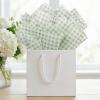 UNIQOOO 120 Sheets Gingham Tissue Paper, Sage Green Tissue Paper Gift Wrapping Tissue DIY Art Craft for Wedding Birthday Baby Shower Bouquet Supplies, 20 x 14 Inch view 2