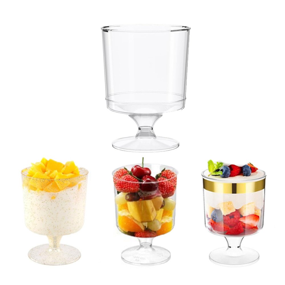 100 Pack Clear Plastic Parfait Cups, 5 Oz Disposable Dessert Containers for Fruit, Ice Cream, Mousse, Pudding, and Party Snacks