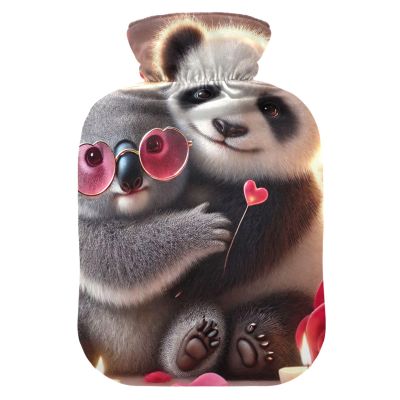 Hot Water Bottle with Soft Cover Feet and Bed Warmer Cute Panda Koala Love Vibes Hot Water Bag for Pain Relief Medium