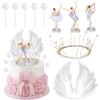 10 Pack Ballet Cake Toppers Dancing Ballerina Figurine Cake Picks Dancing Ballerina Girl Figurine Feather Crown Cake Decorations for Ballet Baby Shower Birthday Party Wedding Decoration view 1