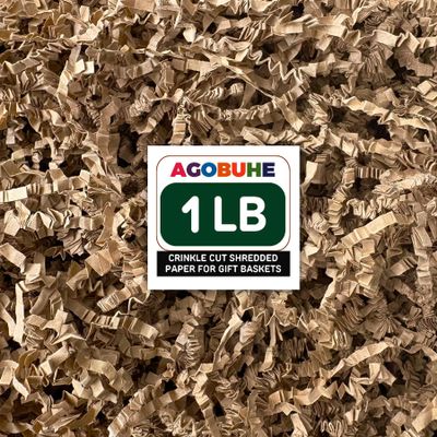 AGOBUHE 1 LB Crinkle Paper Filler 16 oz Brown Shredded Paper for Gift Baskets & Box, Gift Filling and Basket Stuffers, Paper Shreds Stuffing for Easter Party Birthday Packaging Wrapping