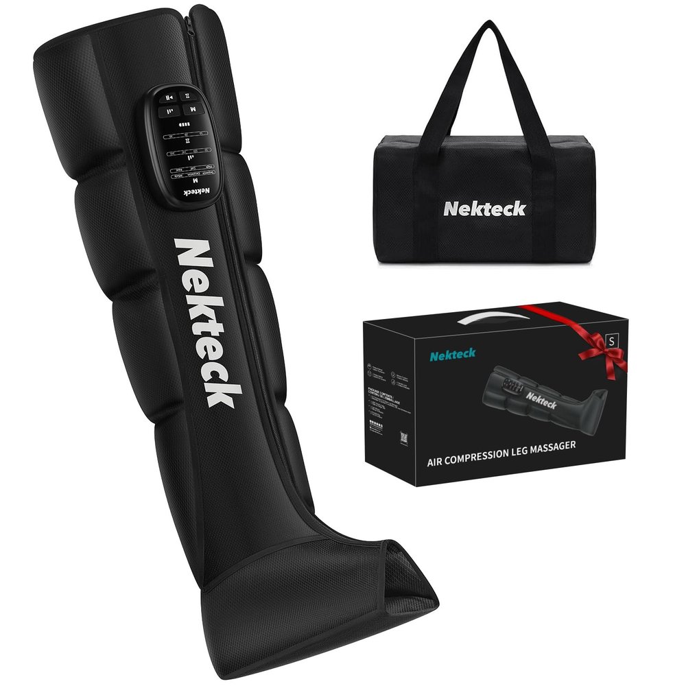 Nekteck Full Leg Compression Massager for Pain and Circulation, Portable Compression Boots for Athletes with 6 Modes & 4 Intensities, Massage Tools for Mom Dad Men Women (Single Unit)-Small