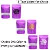 100PCS Customized Resealable Packaging Bag with Clear Windows Stand Up Foil Mylar Bag Reusable Smell-proof Bag for Small Business (Purple, 10 * 15 * 5.6CM/4.0"*6.0"*2.2"-100PCS) view 2