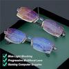 Stylish Anti-Blue Light Rimless Reading Glasses, Rimless Blue Light Glasses, for Women Men (Silver,+300) view 3