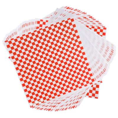NineLife Basics 200 Red Checkered Wax Paper Liners, 7.1 X 7.1 In For Deli Baskets, Perfect For Sandwiches & Baking