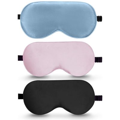 3 Pack Satin Fabric Eye Mask with Adjustable Strap, Imitation Silk Sleep mask, Eye Mask for Sleeping, Eye Sleep Shade Cover
