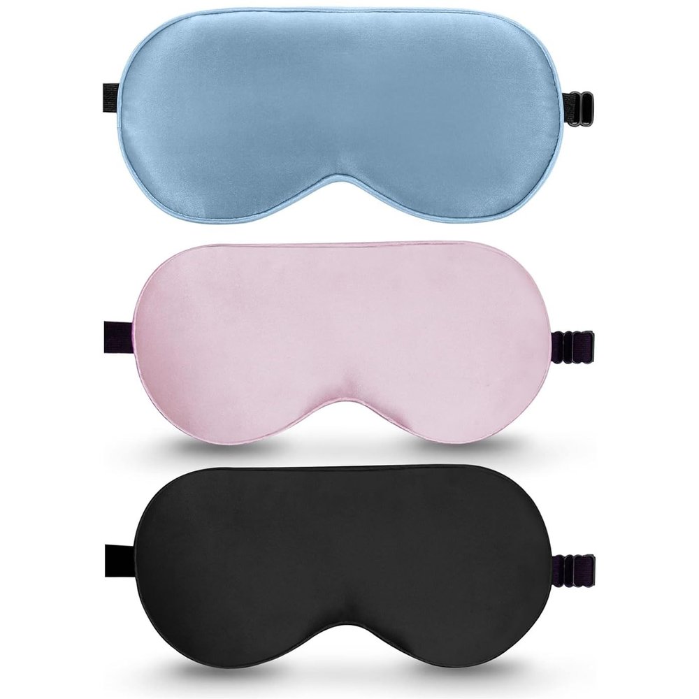 3 Pack Satin Fabric Eye Mask with Adjustable Strap, Imitation Silk Sleep mask, Eye Mask for Sleeping, Eye Sleep Shade Cover