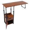 Modern Height Adjustable Overbed Table, Foldable Tiltable Desk with 4 Wheels and 2-Tier Bedside Cupboard, Bedside Tables for Bedrooms Dormitories Apartments (Black+ Oak Color) view 1