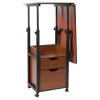 Modern Height Adjustable Overbed Table, Foldable Tiltable Desk with 4 Wheels and 2-Tier Bedside Cupboard, Bedside Tables for Bedrooms Dormitories Apartments (Black+ Oak Color) view 4