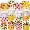 100 Pcs 9 oz Fruit Ice Cream Cups with Spoons Summer Treat Snack Bowls Hawaii Dessert Cups Strawberries Watermelon Pineapple Paper Soup Bowls for Sundae Frozen Yogurt Cold Food Party Favor Supplies view 1