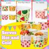 100 Pcs 9 oz Fruit Ice Cream Cups with Spoons Summer Treat Snack Bowls Hawaii Dessert Cups Strawberries Watermelon Pineapple Paper Soup Bowls for Sundae Frozen Yogurt Cold Food Party Favor Supplies view 3