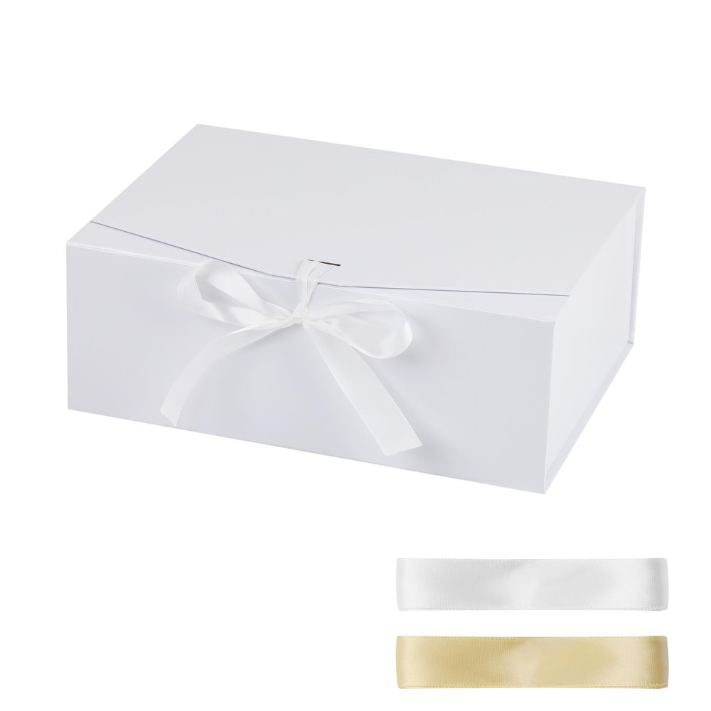 STOBOCTER Gift Box,20x16x7.2 Gift Boxes with Lids for Presents,White Magnetic Gift Box for Wrapping,Birthday, Wedding, Bridesmaid Proposal, Christmas,Includes Ribbon,Card