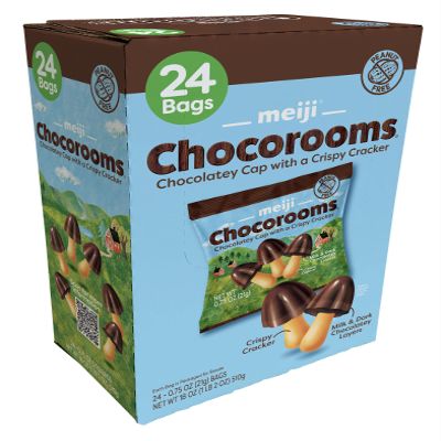 MEIJI Chocorooms Crispy Crackers - .75oz, Pack of 24 - Crunchy Pretzel Shell with Smooth Delicious Crme