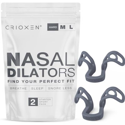 CRIOXEN Nasal Dilators for Breathing Sleeping - Reusable Internal Nostril Nose Opener, Anti Snoring Device Maximum Nasal Airflow Support Comfortable Fit for Congestion 2 Pack Hard M/L