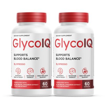(2 Pack) GlycoIQ Capsules, All Natural Glyco IQ Support Supplement Pills with Premium Ingredients, Advanced GlycoIQ Maximum Strength Formula for Healthy Circulation & Balanced Levels (120 Capsules)