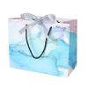 OUFEIJIA 20 Pcs Blue Marble Pattern Bags with Tie Closure Clothing Store and Cosmetic Paper, Handled Tote for Retail Packaging(Silver,M) view 1