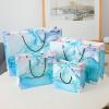 OUFEIJIA 20 Pcs Blue Marble Pattern Bags with Tie Closure Clothing Store and Cosmetic Paper, Handled Tote for Retail Packaging(Silver,M) view 3