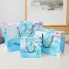 OUFEIJIA 20 Pcs Blue Marble Pattern Bags with Tie Closure Clothing Store and Cosmetic Paper, Handled Tote for Retail Packaging(Silver,M) view 4