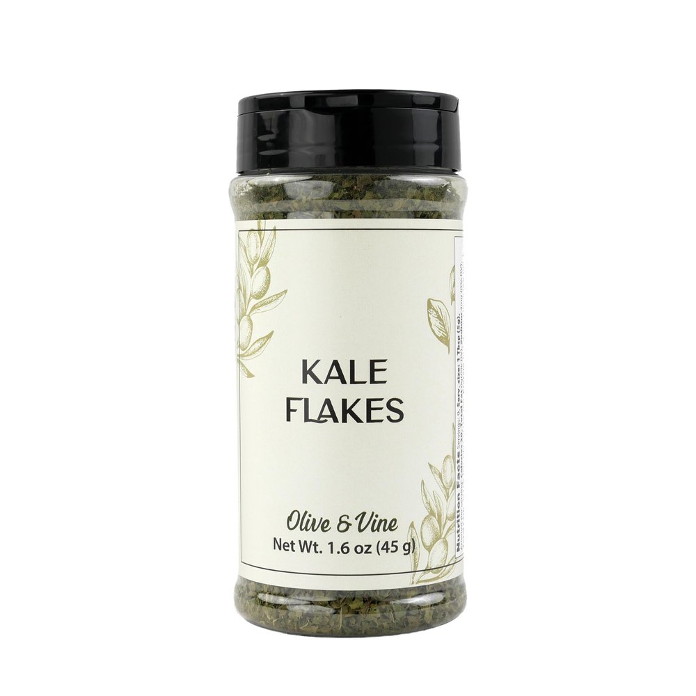 Olive & Vine Kale Flakes, Earthy Flavor, For Smoothies & Salads, Rich Tradition, Authentic Taste, For Global Recipes (1.6 Ounce)