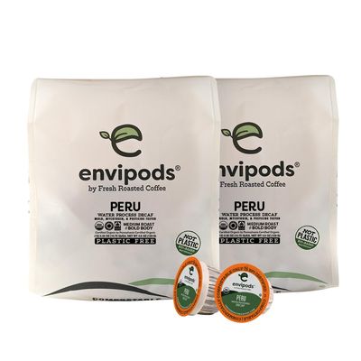 Fresh Roasted Coffee organic Peru Decaf envipod, mold testing, 24 Count