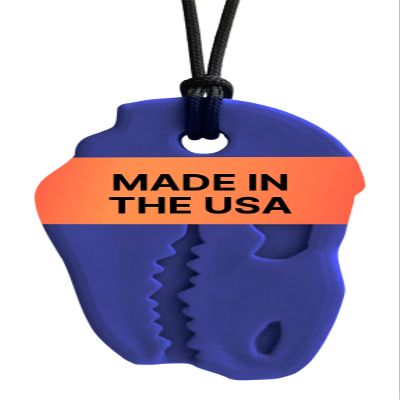 ARK Dino-Bite, Chew Necklaces for Sensory Kids and Adults, Oral Fidget for Autism, ADHD, SPD, Anxiety, Medical-Grade Sensory Chew Necklace, Standard, Softest, Dark Blue