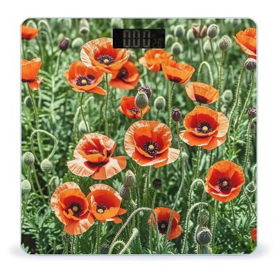 Red Poppy Flowers Leaves Scale for Body Weight Smart Scales Digital Bathroom Scale High Precision Weighing Scales with Large Display Weighing Machine for People
